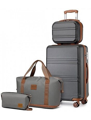 Set de 4 valises - 51.5x38x21 cm, rigide abs, extensible, serrure tsa - kono