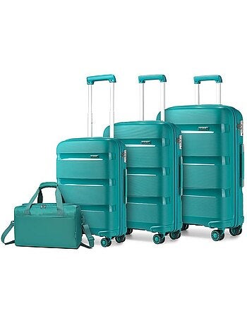 Set de 4 valises - 55/65/76 cm, souple, 4 roues 360°, serrure tsa - kono