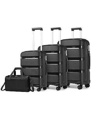 Set de 4 valises - 55/65/76 cm, souple, 4 roues 360°, serrure tsa - kono