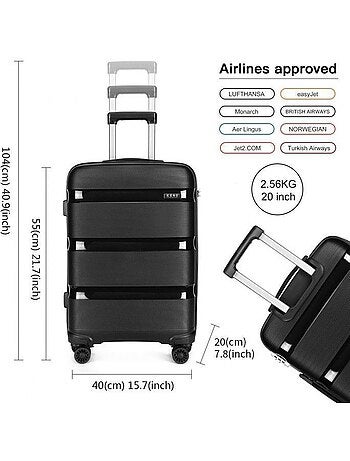 Set de 4 valises - 55/65/76 cm, souple, 4 roues 360°, serrure tsa - kono