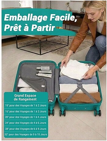 Set de 4 valises - 55/66/75 cm abs+pc 4 roulettes serrure tsa - kono