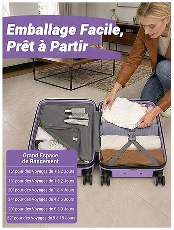 Set de 4 valises - 55/66/75 cm abs+pc 4 roulettes serrure tsa - kono