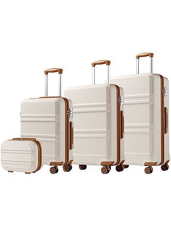 Set de 4 valises - 55/66/75 cm, rigide abs + pc, 4 roues 360°, serrure tsa - kono