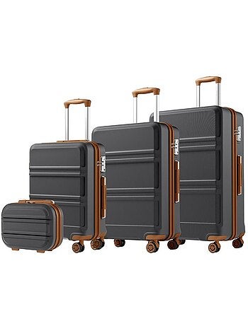 Set de 4 valises - 55/66/75 cm, rigide abs + pc, 4 roues 360°, serrure tsa - kono