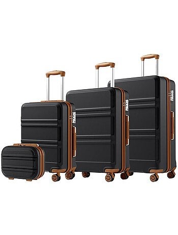 Set de 4 valises - 55/66/75 cm, rigide abs + pc, 4 roues 360°, serrure tsa - kono