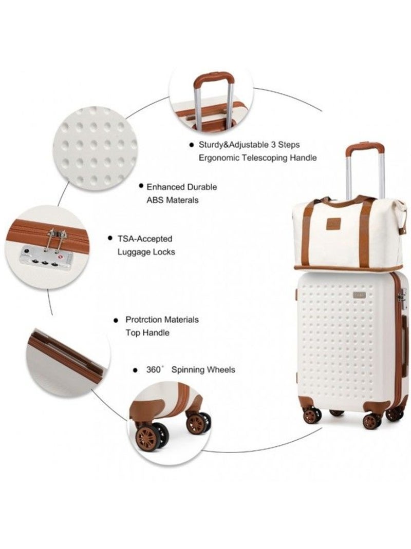 Set de 4 valises - 55x38x24 cm, rigide abs, serrure tsa - kono Blanc - Kiabi