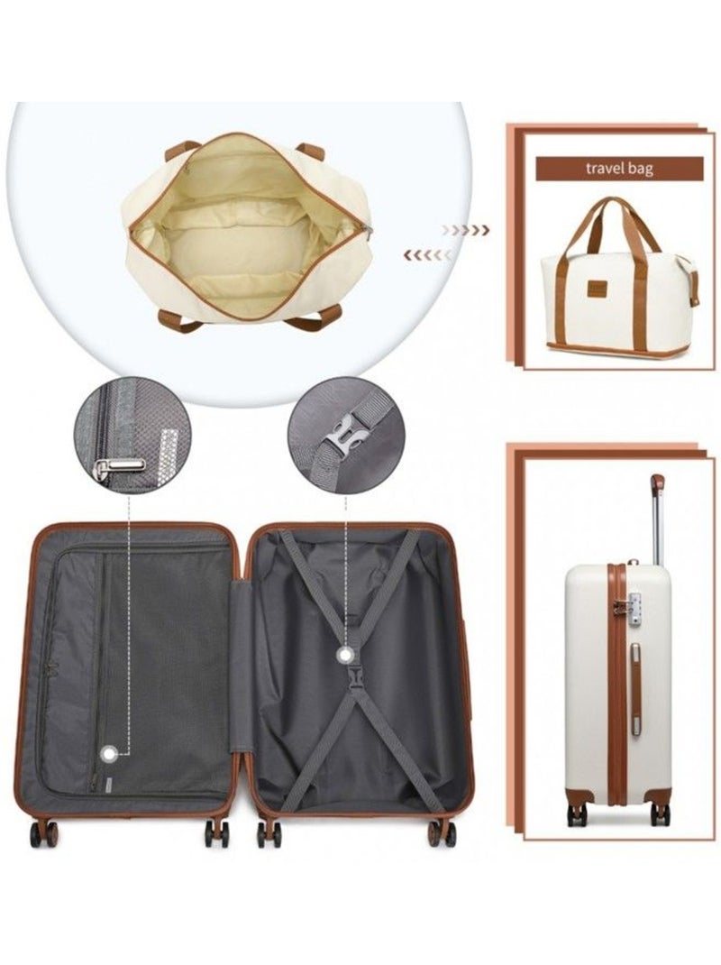 Set de 4 valises - 55x38x24 cm, rigide abs, serrure tsa - kono Blanc - Kiabi