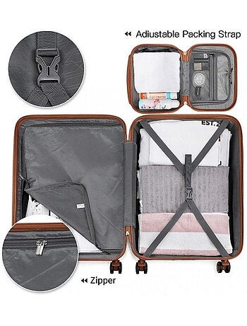 Set de 4 valises - abs 4 roulettes serrure tsa - kono