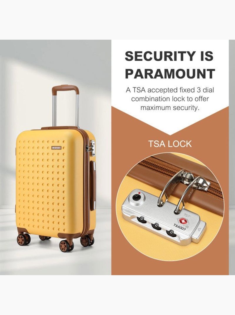 Set de 4 valises - abs+pc 4 roulettes serrure tsa - kono Jaune - Kiabi