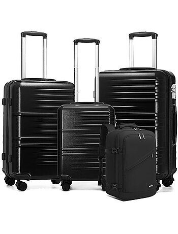 Set de 4 valises - rigide, 4 roulettes, serrure tsa - british traveller