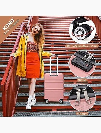 Set de 4 valises - rigide abs, 4 roues 360°, serrure tsa - kono
