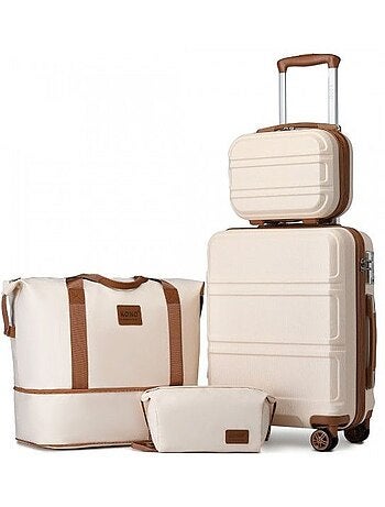 Set de 4 valises - rigide abs + pc, extensible, serrure tsa - kono