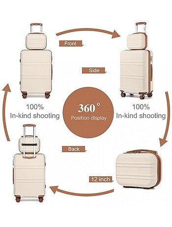 Set de 4 valises - rigide abs + pc, extensible, serrure tsa - kono