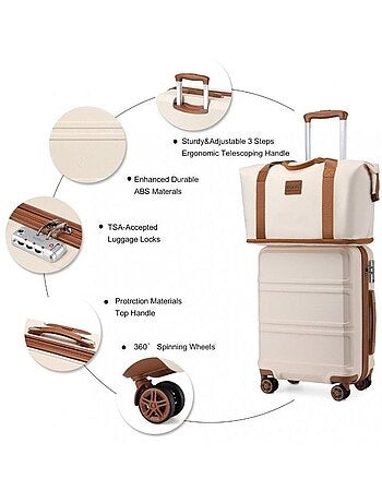 Set de 4 valises - rigide abs + pc, extensible, serrure tsa - kono