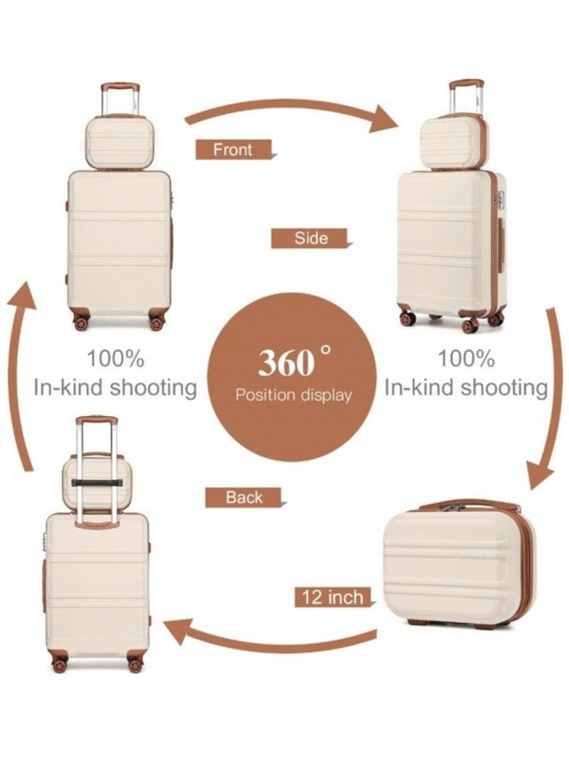 Set de 4 valises - rigide abs + pc, extensible, serrure tsa - kono Beige - Kiabi