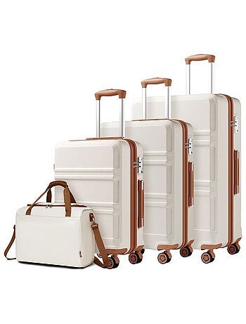 Set de 4 valises - rigide, abs + polycarbonate, légère, 4 roulettes - kono