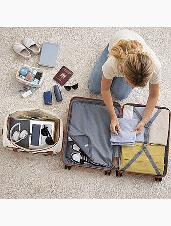 Set de 4 valises - rigide, abs + polycarbonate, légère, 4 roulettes - kono