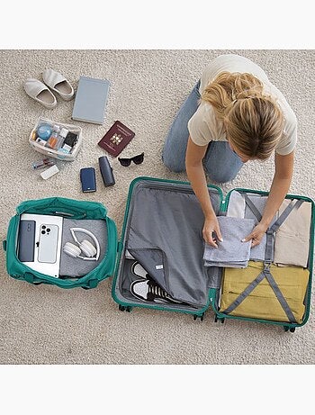 Set de 4 valises - rigide, abs + polycarbonate, légère, 4 roulettes - kono