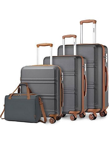 Set de 4 valises - rigide, abs + polycarbonate, légère, 4 roulettes - kono