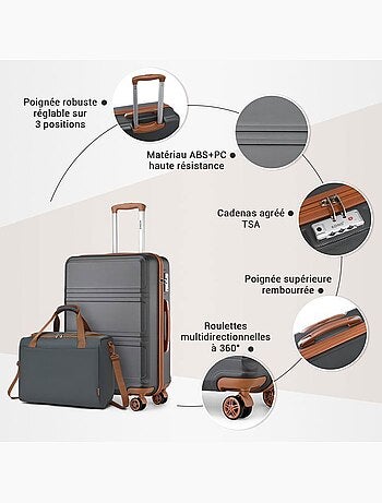Set de 4 valises - rigide, abs + polycarbonate, légère, 4 roulettes - kono