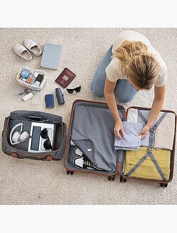 Set de 4 valises - rigide, abs + polycarbonate, légère, 4 roulettes - kono