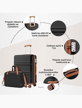 Set de 4 valises - rigide, abs + polycarbonate, légère, 4 roulettes - kono