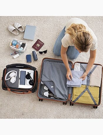 Set de 4 valises - rigide, abs + polycarbonate, légère, 4 roulettes - kono