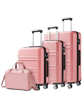 Set de 4 valises - rigide, abs + polycarbonate, légère, 4 roulettes - kono
