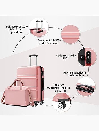 Set de 4 valises - rigide, abs + polycarbonate, légère, 4 roulettes - kono