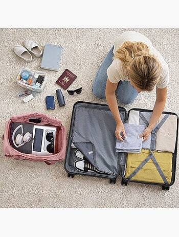 Set de 4 valises - rigide, abs + polycarbonate, légère, 4 roulettes - kono