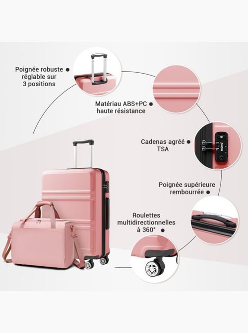 Set de 4 valises - rigide, abs + polycarbonate, légère, 4 roulettes - kono - Kiabi Set de 4 valises - rigide, abs + polycarbonate, légère, 4 roulettes - kono - Kiabi