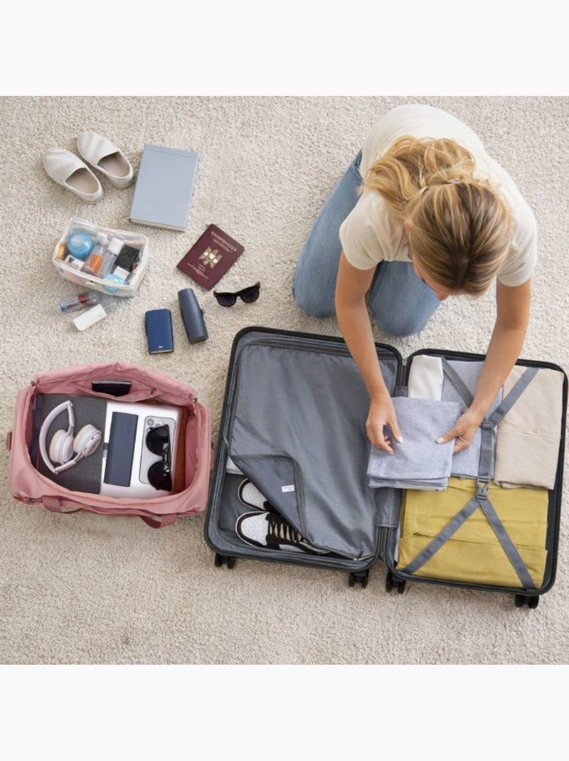 Set de 4 valises - rigide, abs + polycarbonate, légère, 4 roulettes - kono Rose - Kiabi