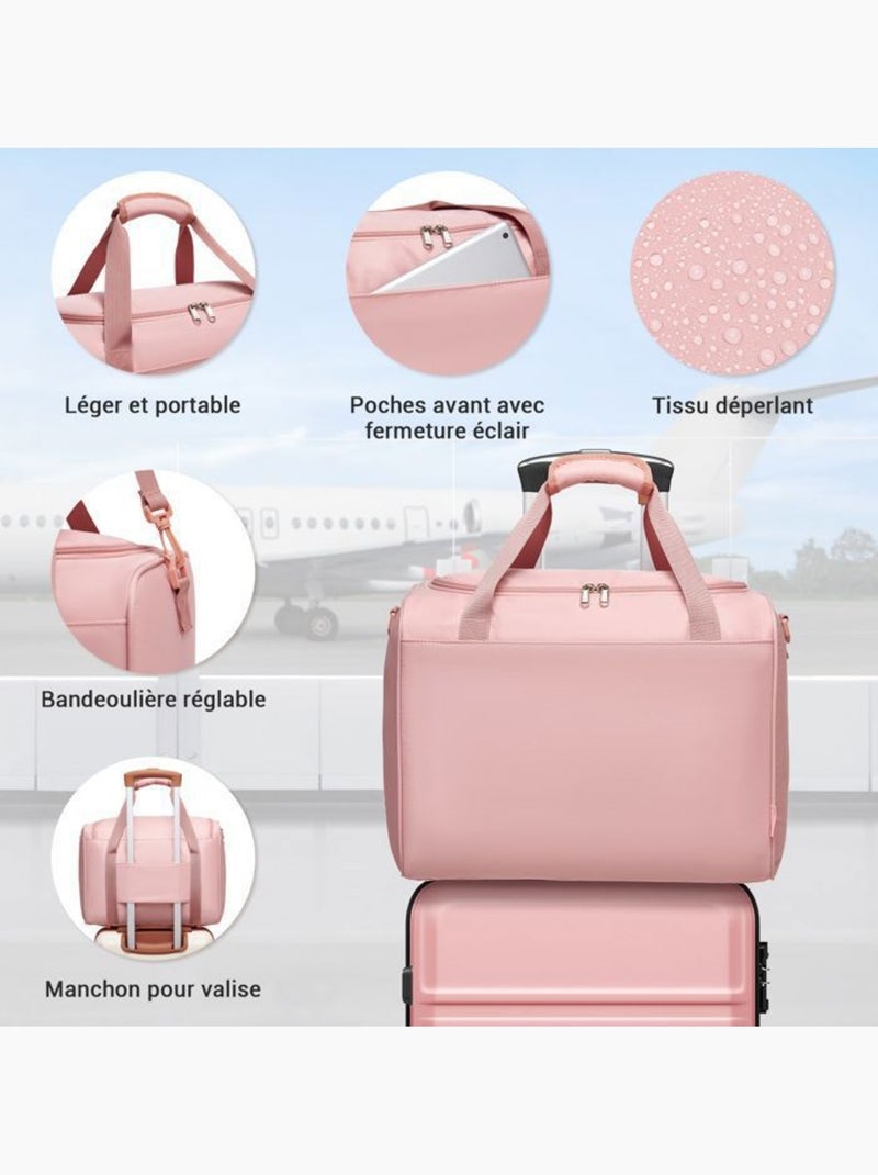 Set de 4 valises - rigide, abs + polycarbonate, légère, 4 roulettes - kono Rose - Kiabi