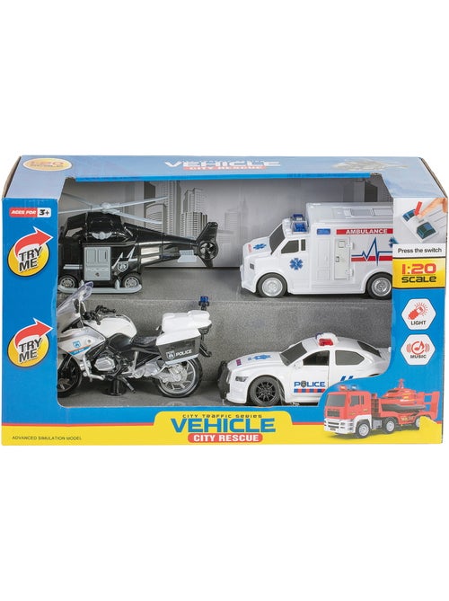 Set de 4 véhicules de police à friction - Kiabi