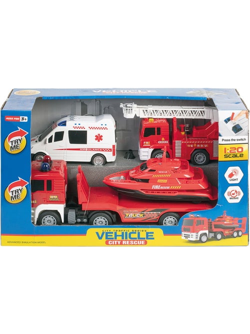 Set de 4 véhicules de secours à friction - Kiabi