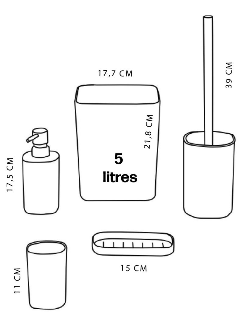Set de 5 accessoires de salle de bain et WC BATHROOM Rose - Kiabi