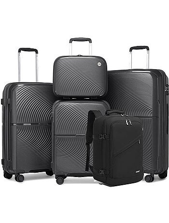 Set de 5 bagages - rigide, 4 roulettes, serrure tsa - british traveller