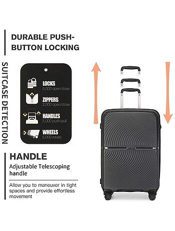 Set de 5 bagages - rigide, 4 roulettes, serrure tsa - british traveller