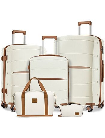 Set de 5 bagages - rigide, polypropylène, légère, 4 roulettes - kono