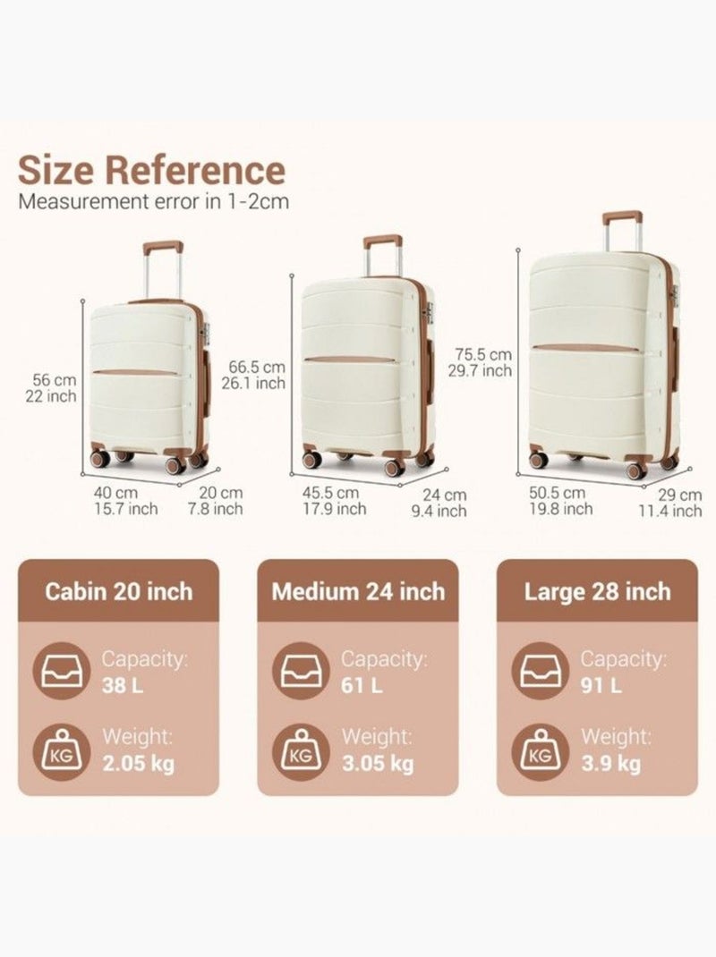 Set de 5 bagages - rigide, polypropylène, légère, 4 roulettes - kono Blanc - Kiabi
