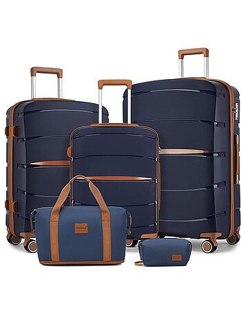 Set de 5 bagages - rigide, polypropylène, légère, 4 roulettes - kono