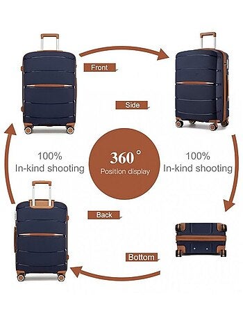 Set de 5 bagages - rigide, polypropylène, légère, 4 roulettes - kono