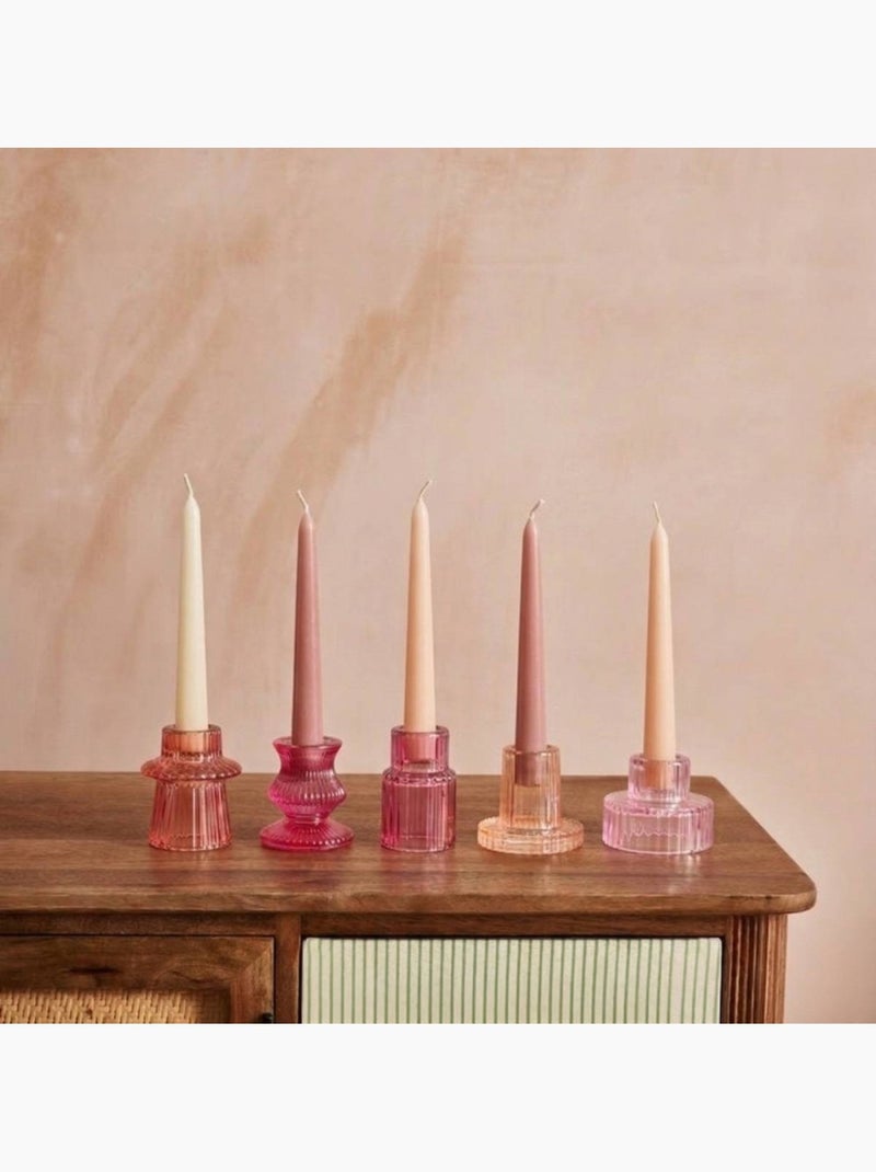 Set de 5 bougeoirs en verre rose assortis Rose - Kiabi