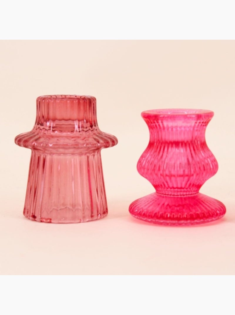 Set de 5 bougeoirs en verre rose assortis Rose - Kiabi