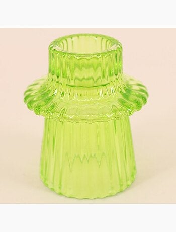 Set de 5 bougeoirs en verre vert assortis