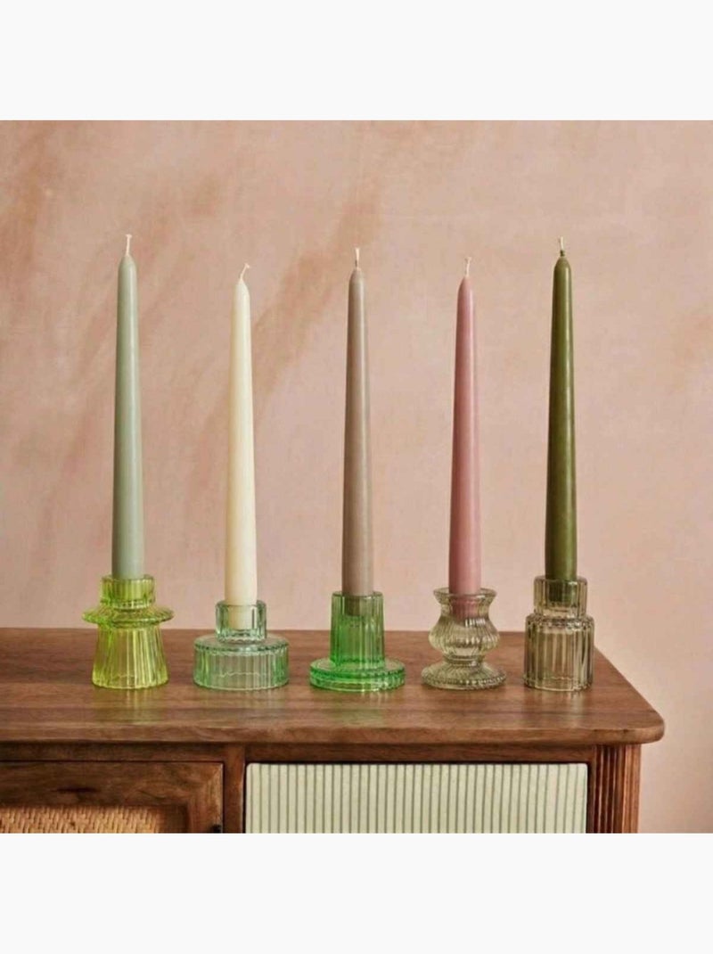 Set de 5 bougeoirs en verre vert assortis Vert - Kiabi