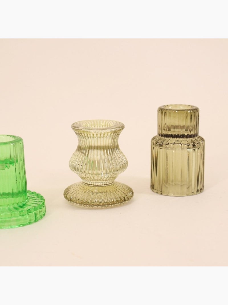 Set de 5 bougeoirs en verre vert assortis Vert - Kiabi