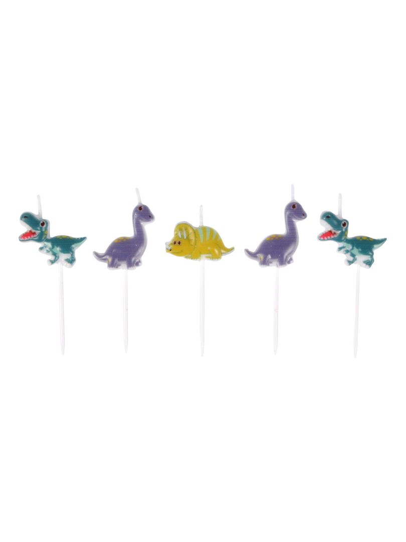 Set de 5 bougies anniversaire 6 cm Happy dino Vert - Kiabi