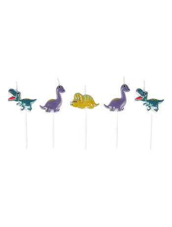 Set de 5 bougies d’anniversaire Dinosaures multicolores Happy dino