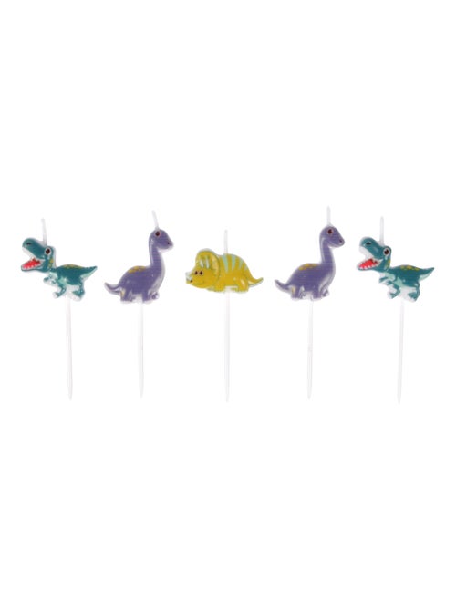 Set de 5 bougies danniversaire Dinosaures multicolores Happy dino - Kiabi
